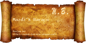 Mazák Baracs névjegykártya